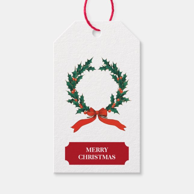 Vintage jul Berry WAN Helgdag Gift Märkre Presentetikett (Framsidan)