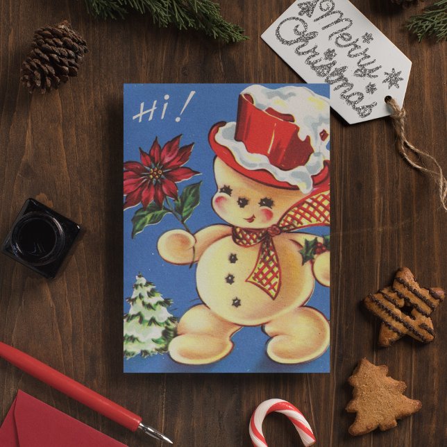 Vintage jul Bild Snögubbe Vykort (Skapare uppladdad)