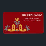 Vintage jul Bird Mönster Helgdag Fraktsedel<br><div class="desc">Det här är Helgdag adressetikett. Den här designfunktionen är ett handskrivet teckensnitt i guld med rulla ram accents på en vit bakgrund i Snö Glitter,  med ett rustiskt texturerat utseende. Anpassningsbar returadress text. Personlig adressetiketter för alla dina utskick.</div>