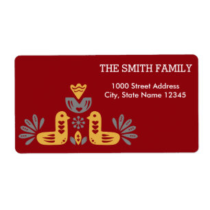 Vintage jul Bird Mönster Helgdag Fraktsedel