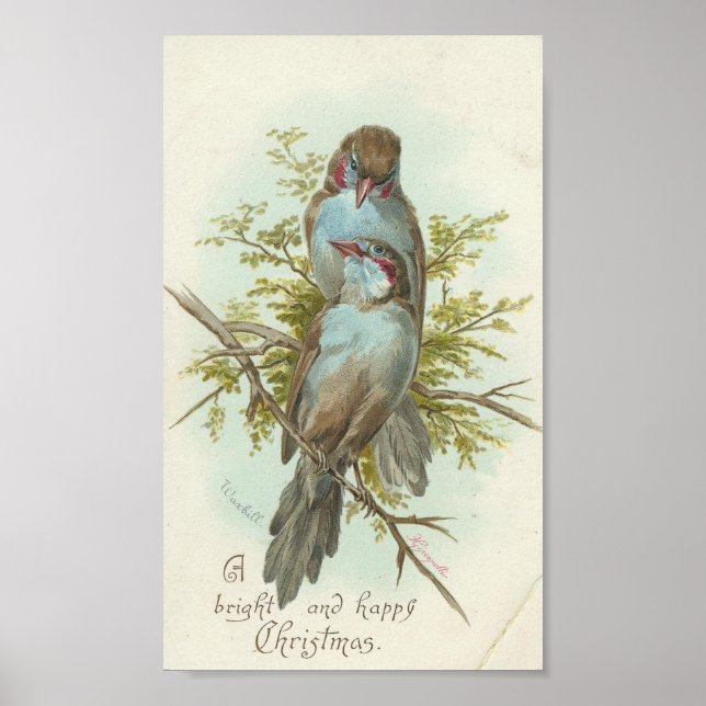 Vintage jul Birds Poster (Framsidan)