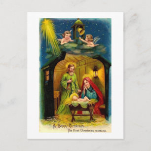 Vintage jul Birth of Jesus Helg Vykort