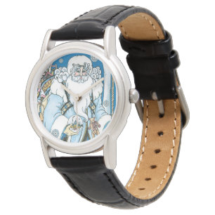 Vintage jul, Blå tomte med snöglob Armbandsur