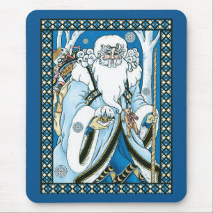 Vintage jul, Blå tomte med snöglob Musmatta