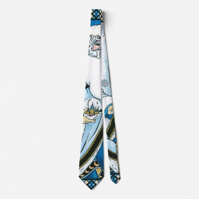 Vintage jul, Blå tomte med snöglob Slips (Framsida)