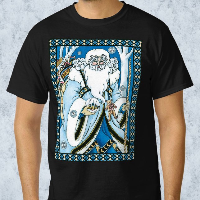 Vintage jul, Blå tomte med snöglob T-shirt (Skapare uppladdad)