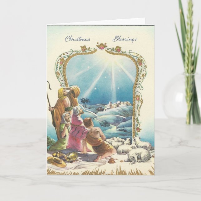 Vintage jul Blessings Helgkort (Framsida)