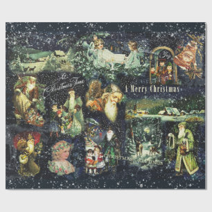 Vintage jul Blue Snowy Natt Presentpapper