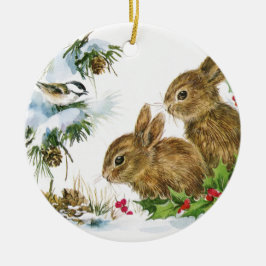 Vintage jul Bunnies Julgransprydnad Keramik