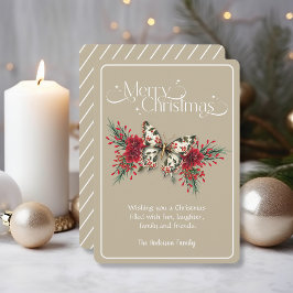 Vintage jul Butterfly Poinsettia Julkort