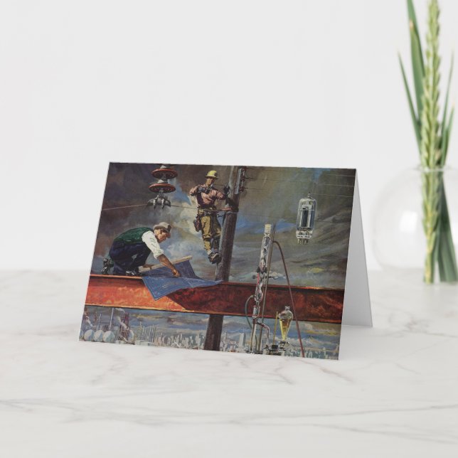 Vintage jul, Byggande byggverksamhet Helgkort (Framsida)