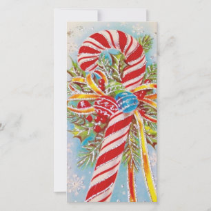 Vintage jul Candy cane Julkort