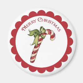 Vintage jul Candy cane på runt magnet