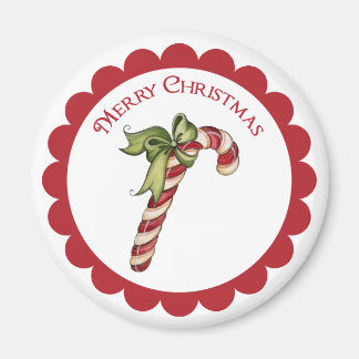 Vintage jul Candy cane på runt magnet