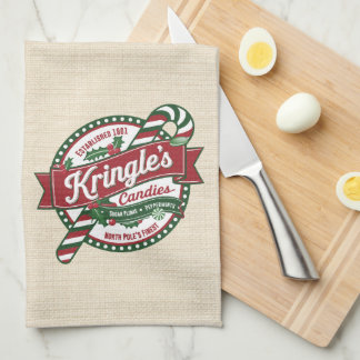 Vintage jul Candy och Candy cane Shop Kökshandduk