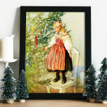 Vintage jul Carl Larsson Svenska Poster<br><div class="desc">Svenska konstnären Carl Larsson (1853-1919). Illustration av en flicka som är klädd i en traditionell folkdräkt,  som dekorerar en julgran.</div>
