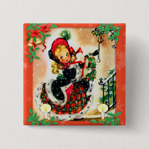 Vintage jul Caroler Knapp