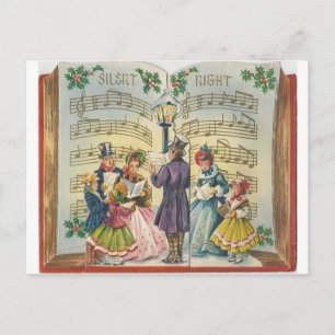 Vintage jul Carolers Card Helg Vykort
