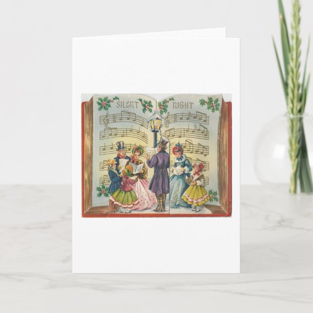 Vintage jul Carolers Card Helgkort (Framsida)