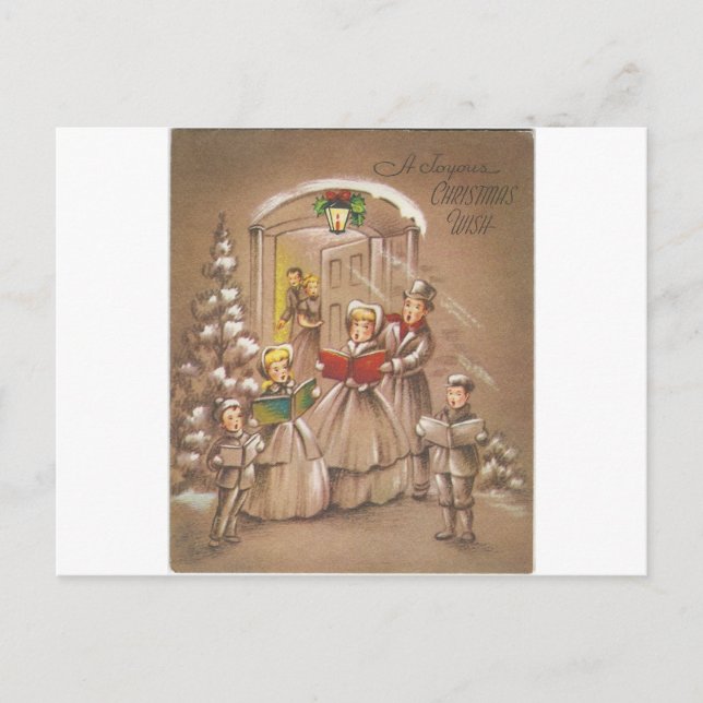 Vintage jul Carolers Helg Vykort (Framsida)