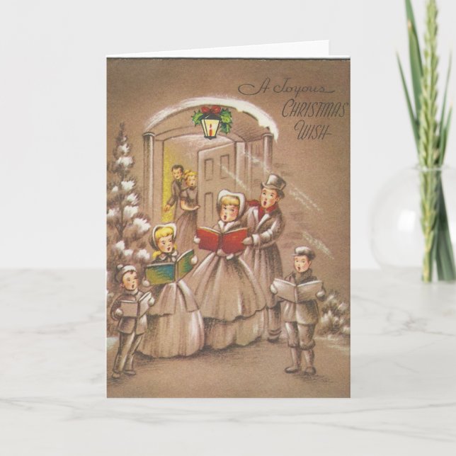 Vintage jul Carolers Helgkort (Framsida)