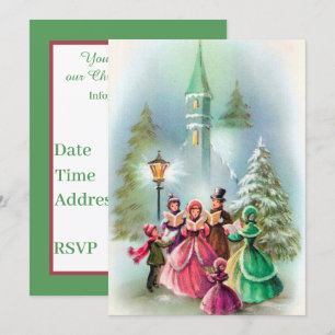 Vintage jul Carolers lägger till information party Inbjudningar
