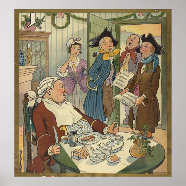 Vintage jul Caroling Illustration (1903) Poster (Framsidan)