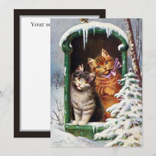 Vintage jul Cats-Helgdag tillför känslor Anteckningskort