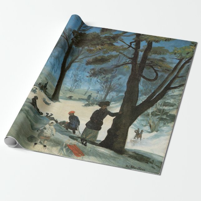 Vintage jul, Central Park på vintern Glackens Presentpapper (Utrullad)