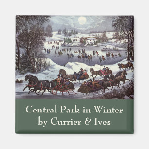 Vintage jul, Central Park på vintern Magnet