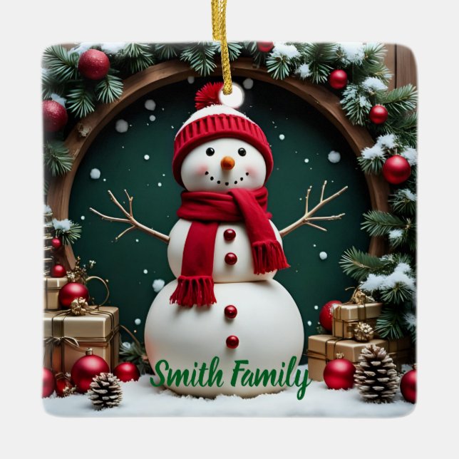 Vintage jul - Ceramic Square Ornament (Framsida)