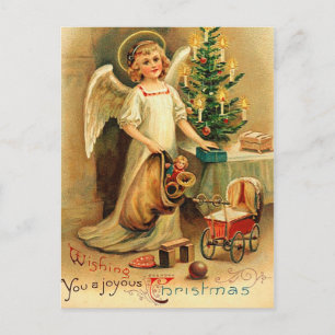 Vintage jul Cherub Postcard Helg Vykort