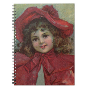 Vintage jul child Art red Victorian Dress Anteckningsbok