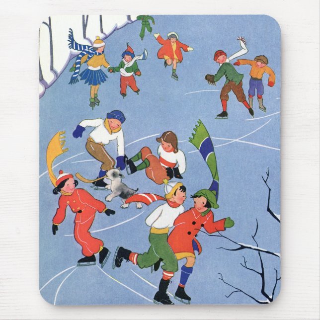 Vintage jul, Children Ice Skating på Sjö Musmatta (Framsidan)