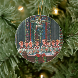 Vintage jul Children Singing Choir in Church Julgransprydnad Keramik