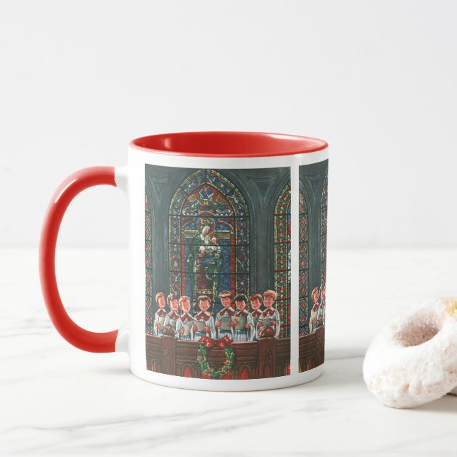 Vintage jul Children Singing Choir in Church Mugg (Med munk)