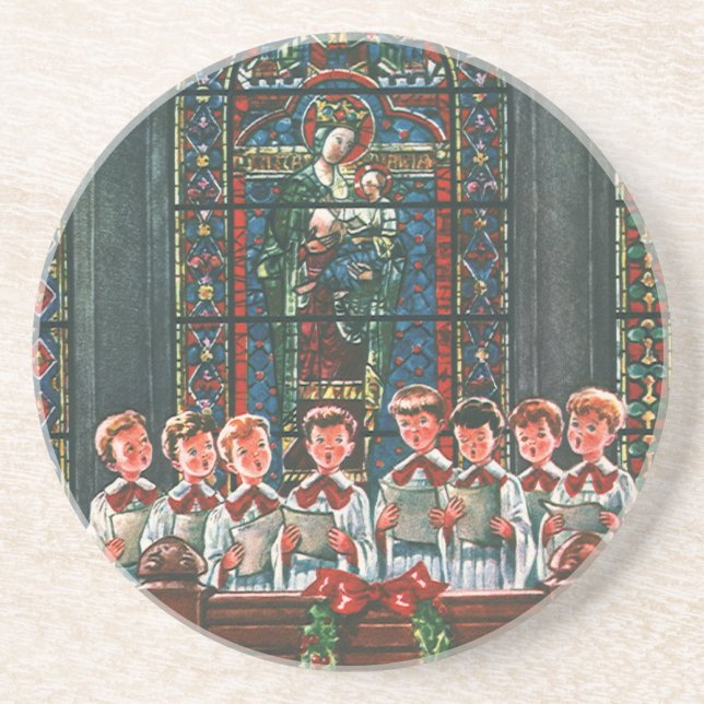 Vintage jul Children Singing Choir in Church Underlägg (Framsidan)