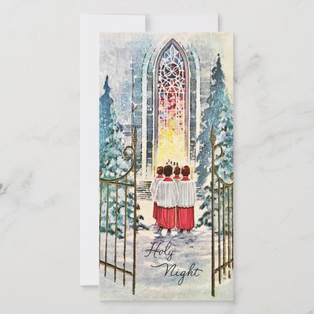 Vintage jul Choir Candles Julkort (Framsida)