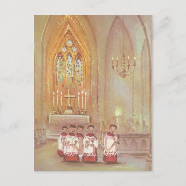 Vintage jul Choir Helg Vykort (Framsida)