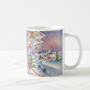 Vintage jul Church Silver Klockor North Star Kaffemugg
