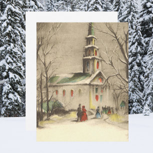 Vintage jul, Church Snowscape-inbjudan Inbjudningar