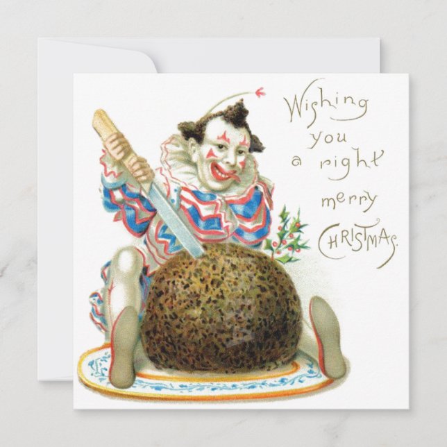 Vintage jul Clown Julkort (Framsida)