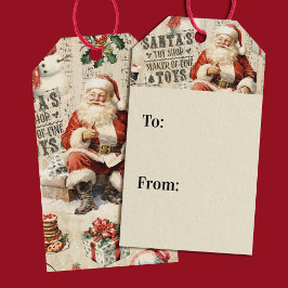 Vintage jul Collage Decoupage Presentetikett