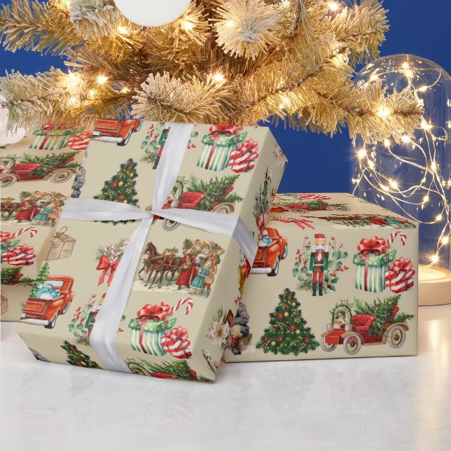 Vintage jul Collage Guld Presentpapper (Helgdagar)