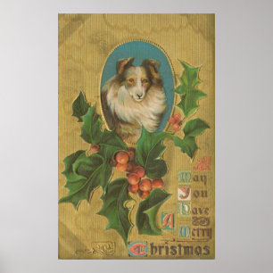 Vintage jul Collie Poster