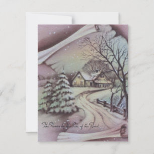 Vintage jul Cottage House Winter Julkort
