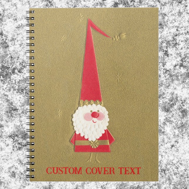Vintage jul, Cute Jultomten Gnome på Guld Anteckningsbok (Skapare uppladdad)