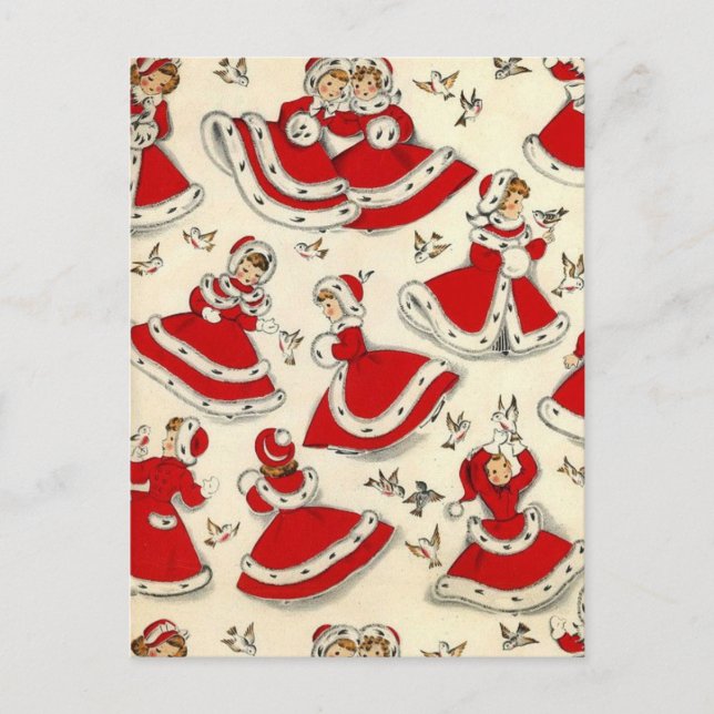 Vintage jul Dancing Girls Helg Vykort (Framsida)