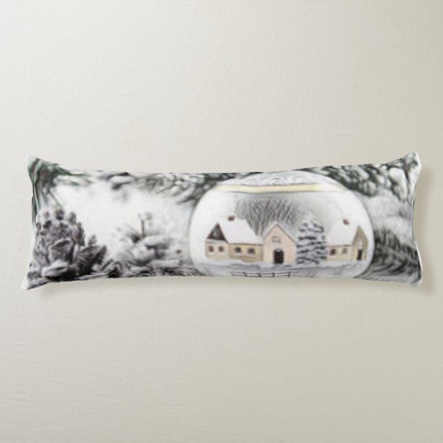 Vintage jul-Dekorationer Ornament Vattenfärg Kroppskudde (Framsidan)