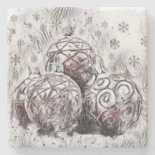 Vintage jul Dekorations Ornaments Stone Coa Stenunderlägg